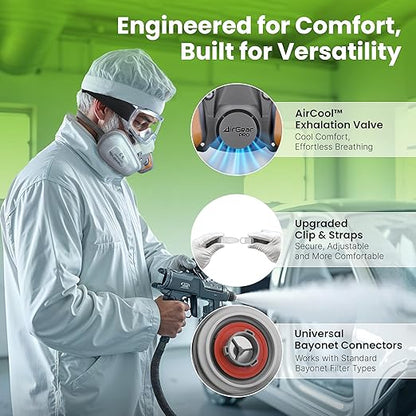 AirGearPro G-500 Reusable Respirator Mask with A1P2 Filters | Anti-Gas, Anti-Dust | Gas Mask Ideal for Painting, Woodworking, Construction, Sanding, Spraying, Chemicals, DIY etc