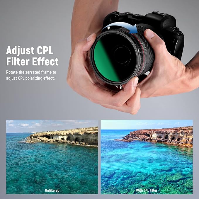 NEEWER 2 in 1 43mm Variable ND Filter ND2–ND32&CPL Filter(Circular Polarizer Filter) No X Cross/30 Layer Nano Coated/HD Optical Glass/Ultra Slim Aluminum Alloy Frame/Water Repellent/Scratch Resistant