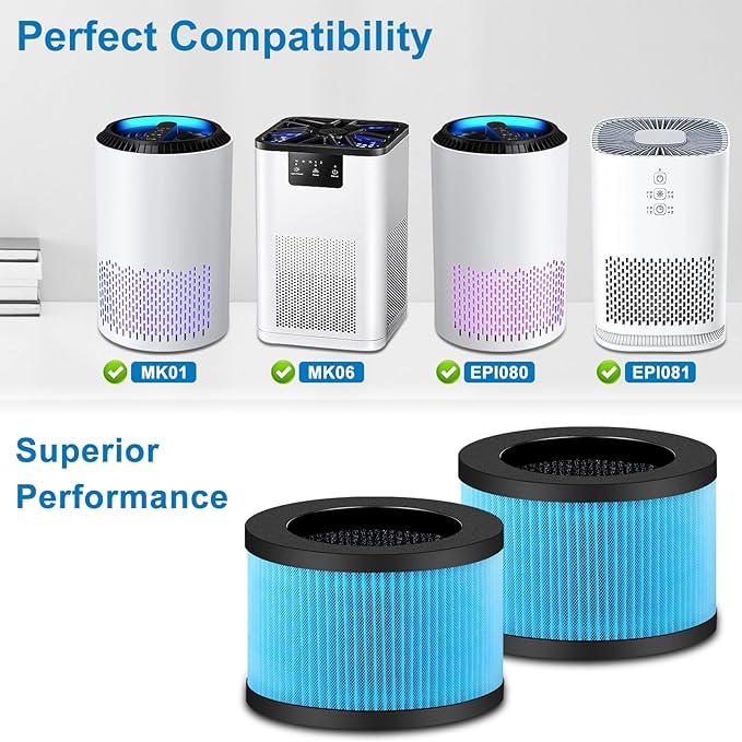 MK01 MK06 Air Filter Replacement Compatible with Aroeve MK01 MK06, ToLife TZ-K1 and Kloudi DH-JH01 Filter, Standard Version, Blue