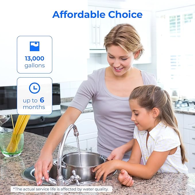 Waterdrop 5 Micron 10" x 2.5" Whole House Water Filter Replacement Cartridge, Sediment Water Filter Replacement for Any 10 inch RO Unit, Aqua-Pure® AP110, Culligan® P5, WHKF-GD05, 6 Pack