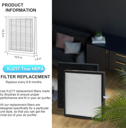KJ217 Filter Replacement, Compatible with MOOKA KJ217 Smart Large Air Purifier, 3-in-1 H13 True HEPA with High-Efficiency Activated Carbon For Pets Dust Smoke Odor Dander Pollen, 2-PACK