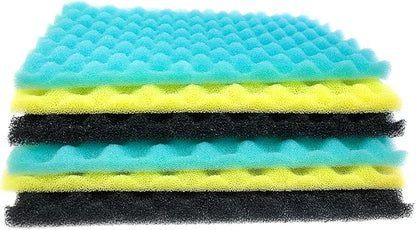 Wave Point Aquarium Bio Sponge Foam Filter Media Pad Cut-to-fit for Fish Tank Sump Pond 17" x 11" x 1/2" to 1" (2 Sets (6 PCS))