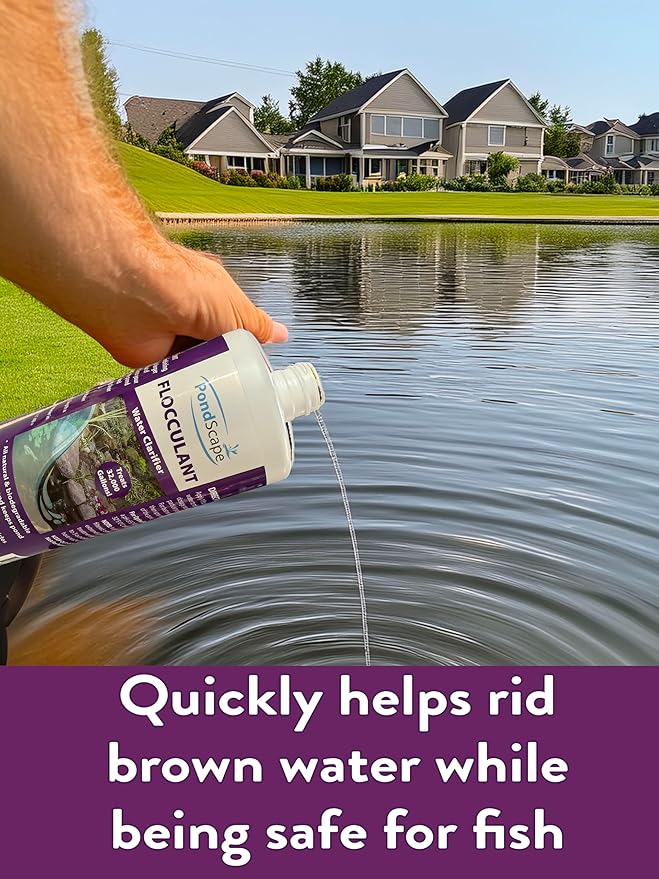 PONDSCAPE Pond Flocculant – Clears Cloudy & Murky Pond Water – Fast-Acting Water Clarifier for Ponds, Water Gardens & Fountains – Safe, Biodegradable Formula (32oz)