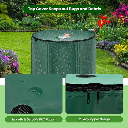 Goplus 53 Gallon Collapsible Rain Barrel, Portable Rain Barrels to Collect Rainwater from Gutter, Rainwater Collection System, Water Storage Tank Catcher Container with Filter Spigot