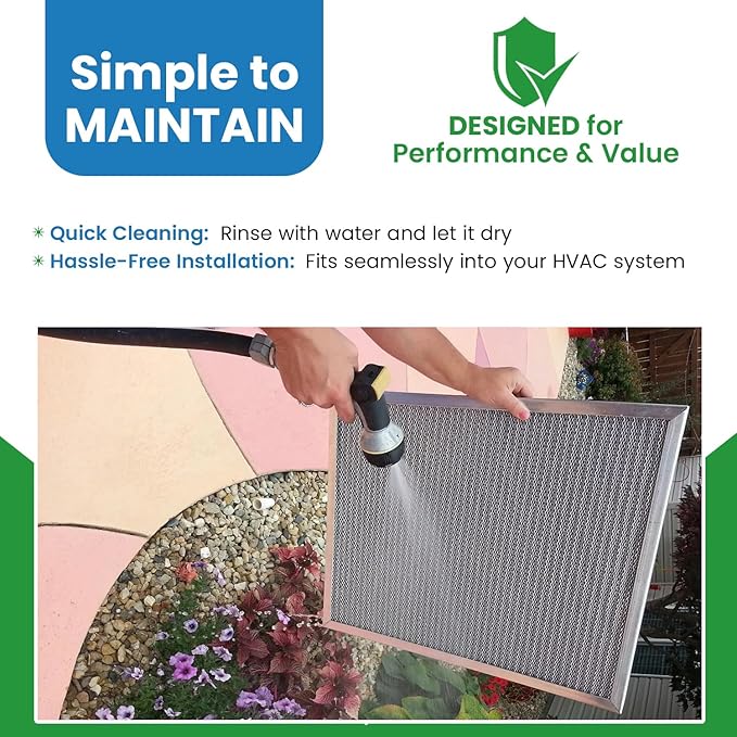 Filter Everything Electrostatic Furnace Filter – Washable Permanent HVAC Filter – 14” x 20” x 1” – MERV 9 – Reusable Air Filter with Durable Aluminum Frame