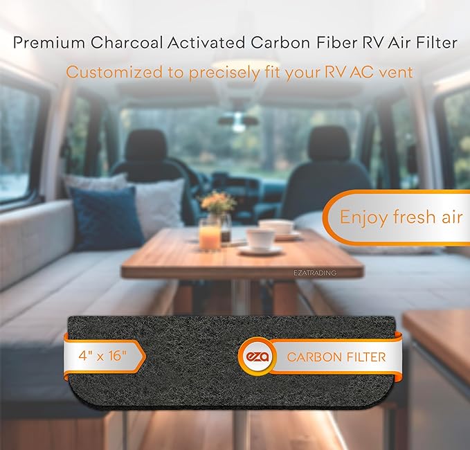 RV Premium Charcoal Activated Carbon Fiber Air Conditioner Filter - Air Duct AC Carbon Filter Replacement for RV AC Vent (4 Pack, 4" x 16")