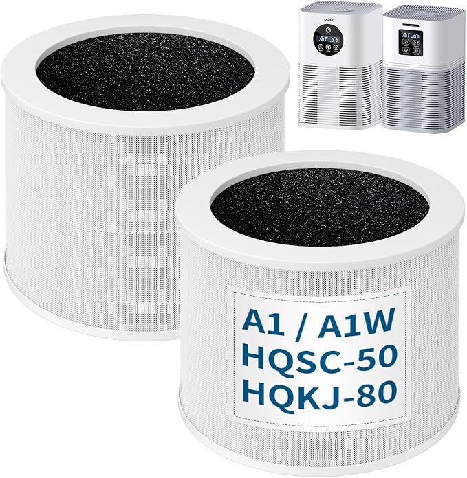 2 Pack A1 Filter Replacement For VEWIOR Air Puri-fier HQSC-50 HQKJ-80 A1W, For AMEIFU AP01W, For Tailulu HQZZ-60 PUR0003, For KOIOS HQKJ-50, 3-IN-1 True HEPA Replacement For Vewior A1w Air Puri-fier