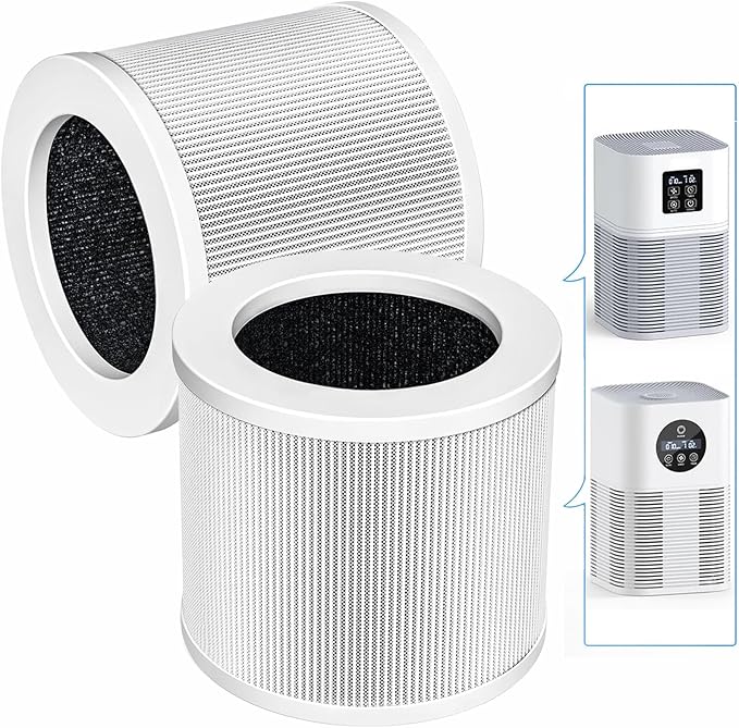 A1 A1W Air P-urifier Filter Replacement Fit for VEWIOR HQSC-50 HQKJ-80, AMEIFU AP01W, KOIOS HQKJ-50 Air Purifi-er, A1 3-in-1 H13 HEPA Air Cleaner Filter, 2 Pack
