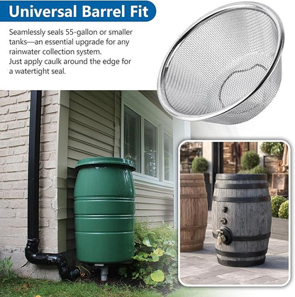 5" Rain Barrel Screen Kit with Hole Saw Tool - Complete Aluminum Mesh Cover & DIY Filter for Easy Rainwater Collection from Gutters