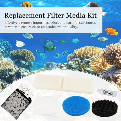 28 PCS Replacement Filter Media Kit Compatible with Fluval FX2/FX4/FX5/FX6 Aquarium Filters Include Media, Carbon Foam Pad, Water Polishing Pads, Bio-Foam Pads, Foam Block, Silicone Lube, Mesh Bag