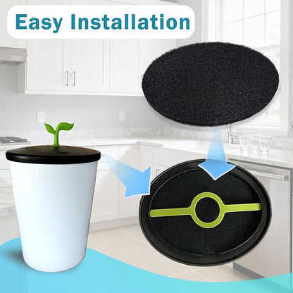 NewKe 6 Pack Natural Charcoal Filter Refills for Chef'n 401-420-120 EcoCrock Counter Compost Bin, Compost Bucket in Indoor, Oval-Shaped Charcoal Filters, Approx 6-1/2 x 5 in 3/8 in Thick