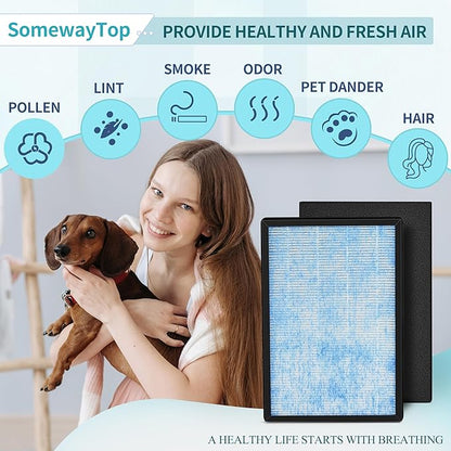 8L HEPA Replacement Filter Set Compatible with Okaysou Airmax 8L Air Filters, 3-Stage Airmax 8L Filter,and Blue Ultra-Filter Carbon Pre-Filter Air Cleaner for Home, 2 Pieces
