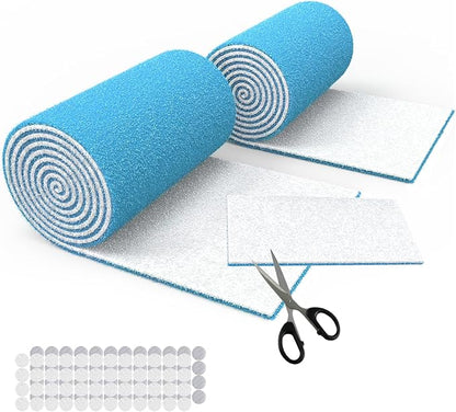Air Vent Filters 12"x90",2Roll Cut to Fit Air Filter(up to 120 filters),MERV 8 Triple Filtration Electrostatic Vent Filter Material for AC, HVAC Furnace, Mobile Home-Includes 48 Adhesive Hook Tape