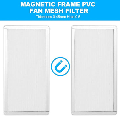 360mm 120mm x 2 PC Fan Dust Mesh Filter 4.72inch PVC Computer PC Case Dust Proof Filter Cover Magnetic White 2-Pack