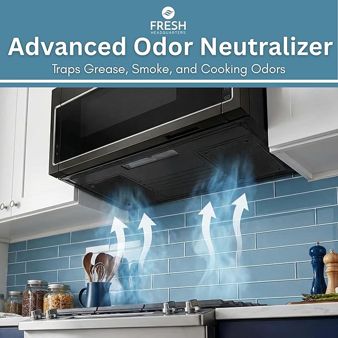 2-Pack Activated Carbon Charcoal Microwave Hood Filters - 10.25" x 7.125" Microwave Hood Filters - Compatible with Whirlpool WML55011HS & WML75011HZ Low‑Profile Models, Made in USA