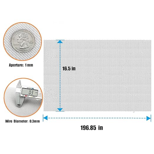 1 roll Stainless Steel Wire mesh 20 mesh, 304 Wire mesh, Suitable for Vent, Cage, Garden, Window Screen, Filter Screen, etc. (42X500CM)