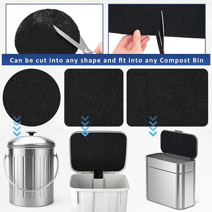 Square Compost Bin Charcoal Filters 78.7 x 5.5 Inch, Activated Carbon Filter Sheet Thickening Trimmable for Compost Bucket Compost Pail Countertop Recycle Bin