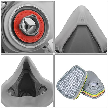 AirGearPro M-500 ABEK1-P2 Reusable Respirator Mask | Anti-Dust Gas mask Ideal for Spray Painting, Sanding, Building work, Chemical, DIY and more.