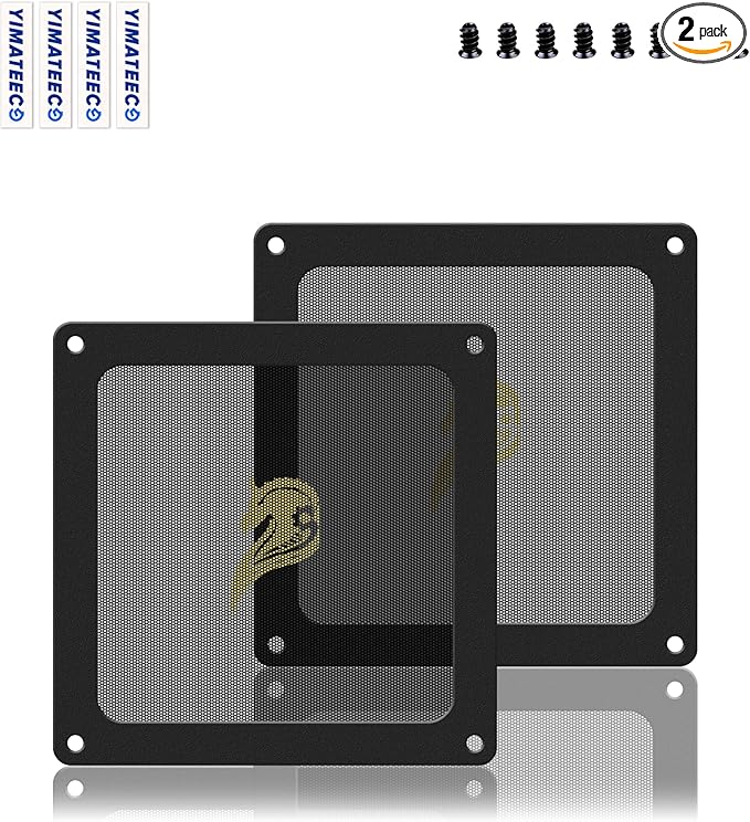 Dust Filter PC 90mm for Computer Cooler/PSU/Routers PVC 50 Mesh, Magnetic Frame PC Fan Dust Mesh Cooler Filter Dustproof Computer Fan Grills (PVC, Gentleman, 90 * 90mm, 2pcs, Black)
