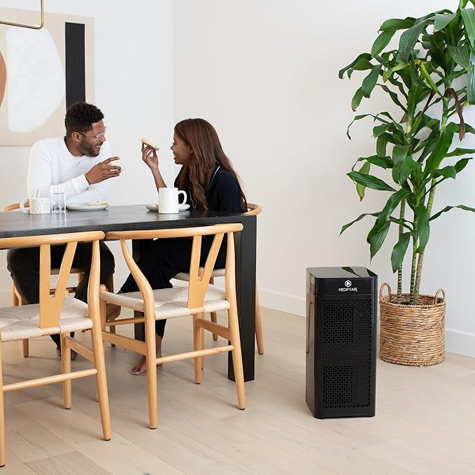 Medify MA-40 UV Light Air Purifier with True HEPA H14 Filter | 1,793 ft² Coverage in 1hr for Wildfires Smoke, Odors, Pollen, Pets | Removal to 0.1 Microns | Black, 1-Pack