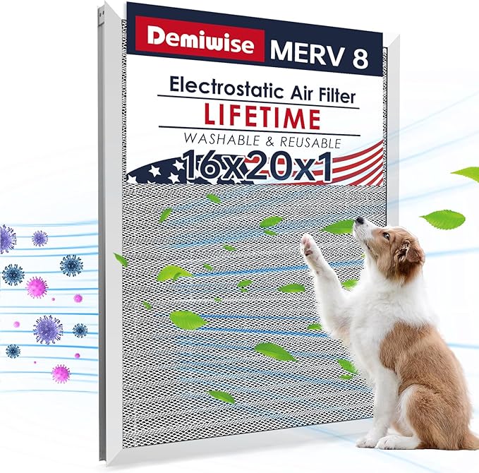 MERV 8 16x20x1 Washable Aluminum Lifetime Furnace Filter, Reusable AC/HVAC Filter, Permanent Air Filter, Easy to Clean, Healthier Home or Office