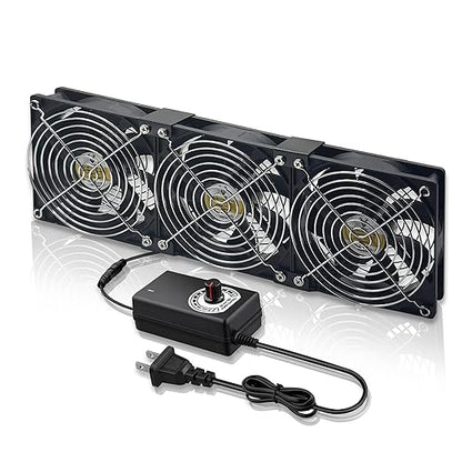 12025 Computer Fan 3 x 120 mm Small Brushless Axial Big Airflow Cooling Fan, AC 100V - 240V Speed Control Fan, for Cabinet Computer Case Chassis Server Workstation Amplifier Pet Box Cooling (3)