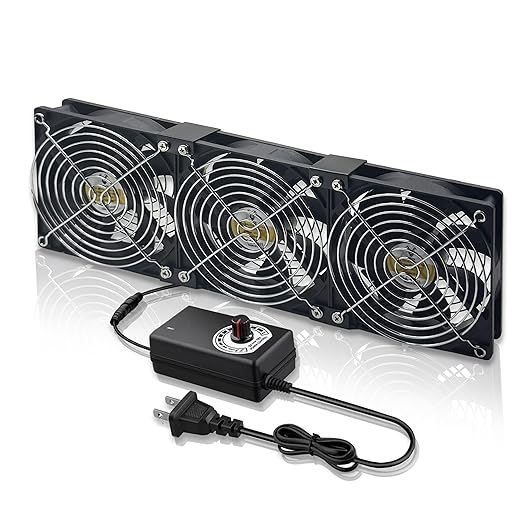12025 Computer Fan 3 x 120 mm Small Brushless Axial Big Airflow Cooling Fan, AC 100V - 240V Speed Control Fan, for Cabinet Computer Case Chassis Server Workstation Amplifier Pet Box Cooling (3)