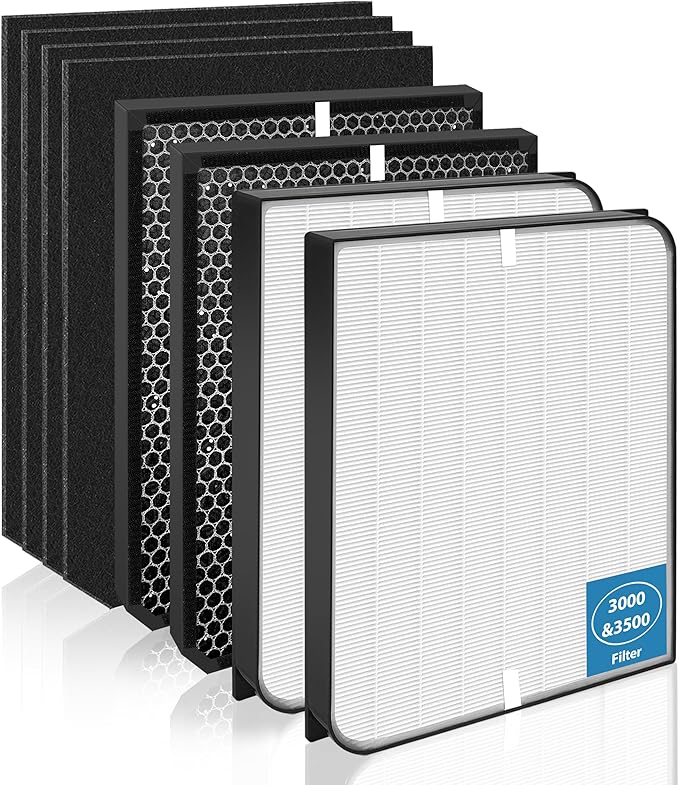 8 Pack AD3000 / AD3500 Replacement Filter Compatible with Air doc-tor 3000/3500 Air Purifi-er, with 2 main filter + 2 Activated Carbon filters + 4 Carbn Pre-Filters