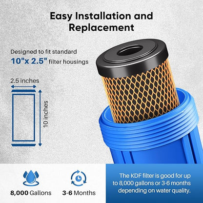 1 Micron 2.5" x 10" Whole House CTO Carbon Water Filter Cartridge Replacement for Under Sink Water Filter System, Dupont WFPFC8002, WFPFC9001, FXWTC, SCWH-5, WHEF-WHWC, WHCF-WHWC, AMZN-SCWH-5, 4Pack
