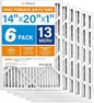 LotFancy 14x20x1 Air Filter MERV 13 6-Pack, Electrostatic Pleated HVAC Furnace Air Filter, Captures Pet Dander Smog Smoke, Actual Size: 13.75"x19.75"x0.75"