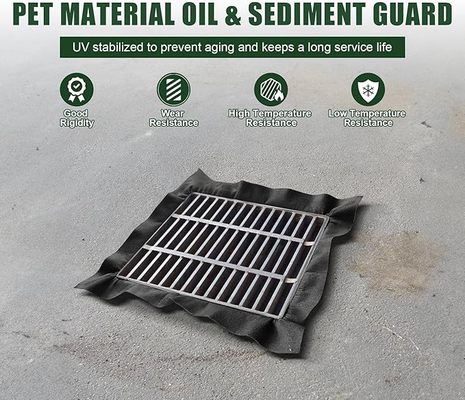 PET Storm Drain Filter-47.2x47.2x23.6in Oil & Sediment Guard with 4 Lifting Loops,Square Witches Hat Catch Basin Filter for Parking lot Street Construction Site Industrial Plant