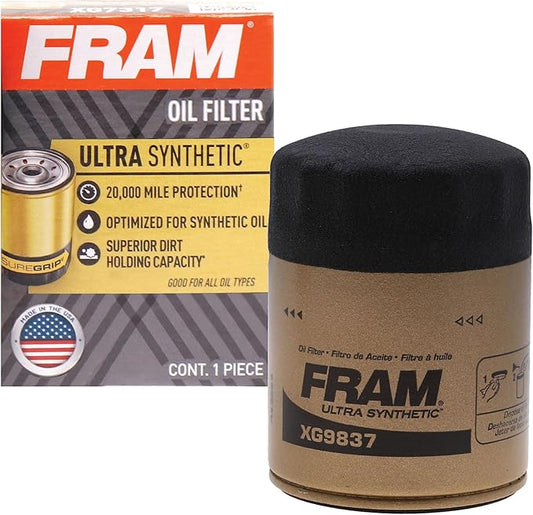 FRAM Ultra Synthetic XG9837 20K Mile Change Automotive Replacement Engine Oil Filter for Synthetic Oil Changes, Premium Vehicle Engine Protection Oil Filter for Select Vehicle Model Years