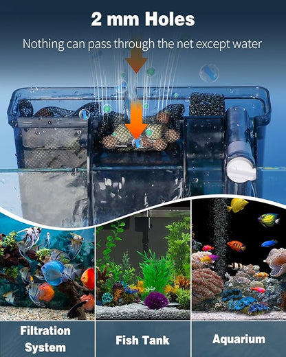 Pawfly 8 Pack Aquarium Filter Media Bags, Fish Tank Fine Mesh Bag with Plastic Zipper Aquarium Reusable Mesh Bag for Activated Carbon, Bio Filter Balls, Filter Stones (3" x 4")