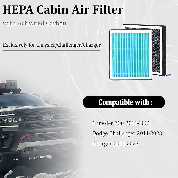 CF11668 Cabin Air Filter With Activated Carbon For 2011 2012 2013 2014 2015 2016 2017 2018 2019 2020 2021 2022 2023 Chry sler 300, Do-dge Challenger/Charger
