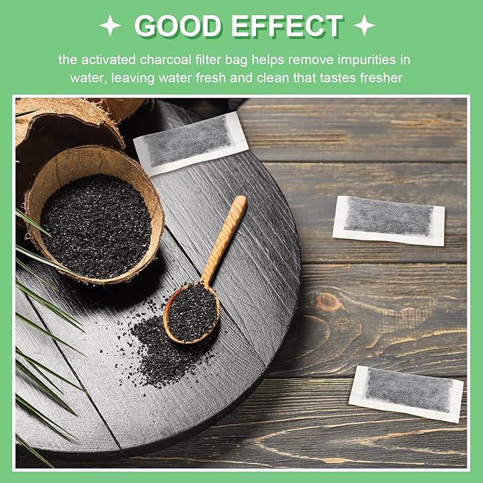 48 Packs Replacement Activated Charcoal Distiller Filters Coconut Shell Activated Carbon Filter Sachets Compatible with Countertop Water Distiller Models