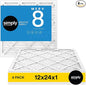 Simply 12x24x1 Air Filter, Merv 8, MPR 600, 4 Pack, Furnace Air Filter for HVAC (Actual Size: 11.75"x23.75"x0.75") DUST, Pet, & Allergy Control