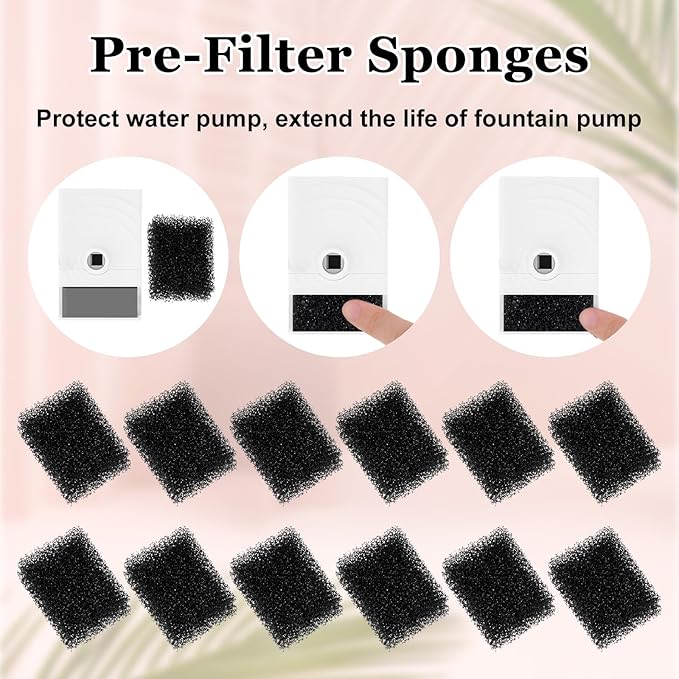 30 PCS Replaced Foam Filters, Pet Fountain Replacement Filters Cat Water Fountain Filters Foam Filters for Compatible with Wireless Pump Pet Water Fountain