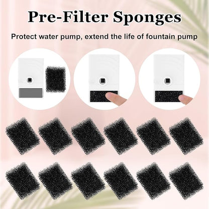 30 PCS Replaced Foam Filters, Pet Fountain Replacement Filters Cat Water Fountain Filters Foam Filters for Compatible with Wireless Pump Pet Water Fountain