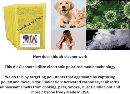 Fast-Shipped-Filters 10 Pack 18x30 Replacement Filter Pads Compatible with MicroPower Guard One Hour Air Cleaner Refill Yellow (10, Yellow, 18x30)