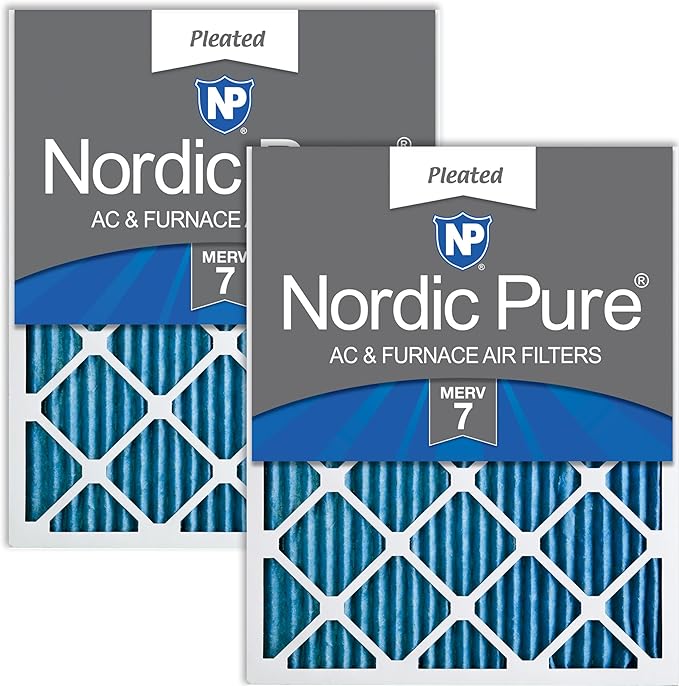 Nordic Pure 16x25x1 (Actual Size: 15 1/2 x 24 1/2 x 3/4) Pleated MERV 7 Air Filters 2 Pack