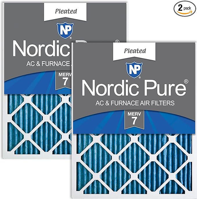Nordic Pure 16x30x1 (Actual Size: 15 3/4 x 29 11/16 x 3/4) Pleated MERV 7 Air Filters 2 Pack