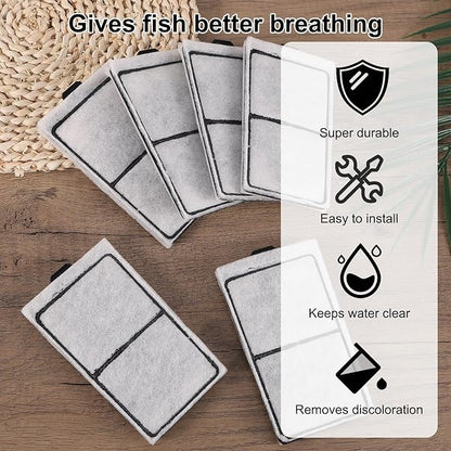 6pcs Carbon Filter Cartridges Compatible with Top Fin PF-S, 5.3X3.1 Inch Fish Tank Filter Cartridge Replacement for Aquarium Water Filtration