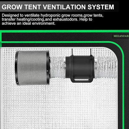 MELONFARM Air Filtration Kit, 6" 260 CFM Inline Duct Fan with Speed Controller, 8" High Carbon Filter, 8 Ft Ducting & Rubber Coupler, Air Cooling and Filtration Kit for Grow Tent, Hydroponics
