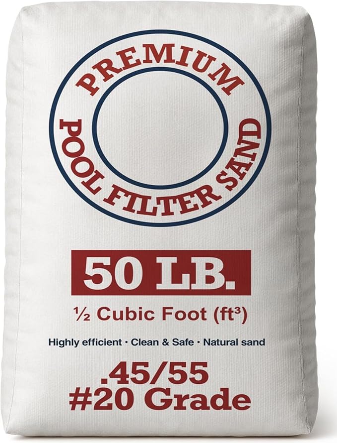 Play22 20 Grade Pool Filter Sand - Pool Sand, 50 Pound Bag Silica Sand for Pool Filter, Non Staining, Non Corroding, for Above Ground and Inground Swimming Pool Care