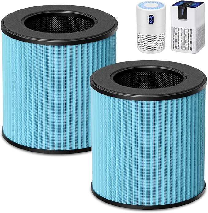 B-D02L/M05 Replacement Filter, Compatible with MOOKA B-D02L & M05 Air Purifier, for VEWIOR B-D02U, for KOIOS B-D02L, H13 True HEPA Filter, 2 Pack Smoke Filter
