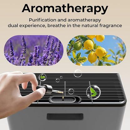 Air Purifiers for Home Large Room up to 2200sq.ft with Washable Filters, EVALIT Air Purifier for Bedroom with Fragrance, PM 2.5 Display Air Quality Sensor for Smoke Dust Odors, Grey, 1Pack+3Modes