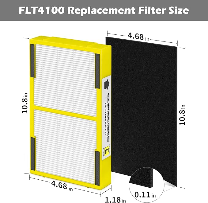 3 Pack FLT4100 HEPA Replacement Filter Size E Compatible With Guardian Technologies model AC4100 AC4100CA AC4150BLCA AC4150PCA AC4150P AC4175W Purifier, Part # FLT4100 / FLT11CB4 / Filter E