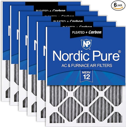 Nordic Pure 20x30x1 (Actual Size: 19 5/8 x 29 5/8 x 3/4) Furnace Air Filters MERV 12 Pleated Plus Carbon 6 Pack