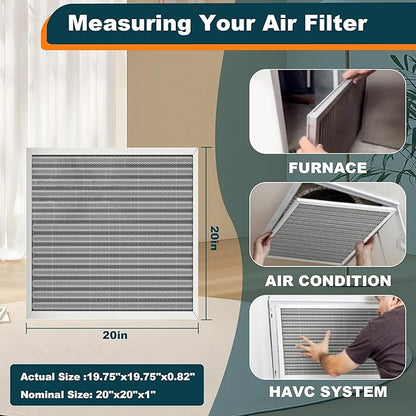 20x20x1 Reusable Air Filter, Washable, MERV 8, Permanent Electrostatic Air Filter, Lasts a Lifetime, Breathe Safely at Home or in the Office