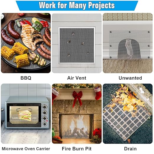 Valchoose 1 Piece Woven 304 Stainless Steel Mesh 14.6" X11.4" (372X292mm), Easy to Cut Metal Screen Mesh, Hard & Never Rust Wire Screen Mesh, Heat Resisting Used for Vent BBQ Filters Window DIY